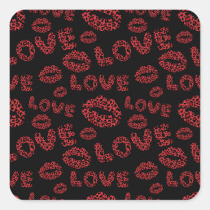 Adesivo Quadrado Feliz Dia dos Namorados Amor Elegante Vermelho e P