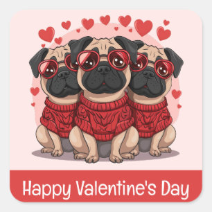 Adesivo Quadrado Feliz Dia dos Namorados Cachorros