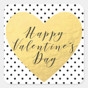 Adesivo Quadrado Feliz dia dos namorados Dourado de Callygraphy do