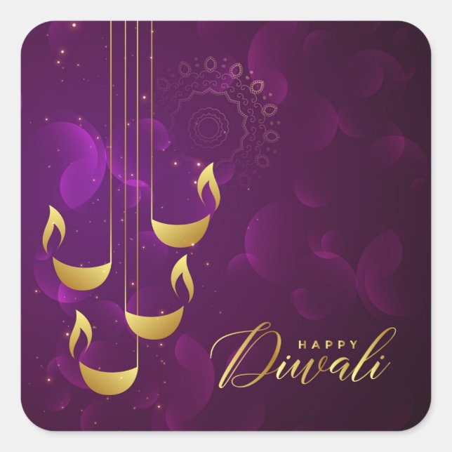Adesivo Quadrado Feliz Diwali    (Frente)