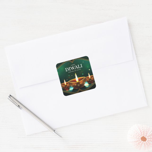 Adesivo Quadrado Feliz Diwali (Envelope)