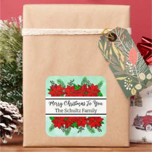 Adesivo Quadrado Feliz e Bright Natal Personalizado