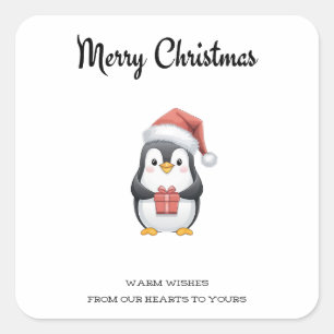 Adesivo Quadrado "Feliz e brilho com pinguins"