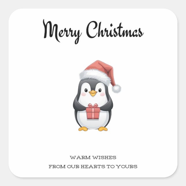 Adesivo Quadrado "Feliz e brilho com pinguins" (Frente)