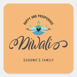 Adesivo Quadrado Feliz e próspero Diwali personalizável