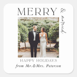 Adesivo Quadrado Feliz e recém-casados Sr. e Sra. Holiday Gift