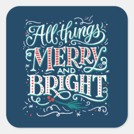 Adesivo Quadrado Feliz e Vinheta de Natal Brilhante