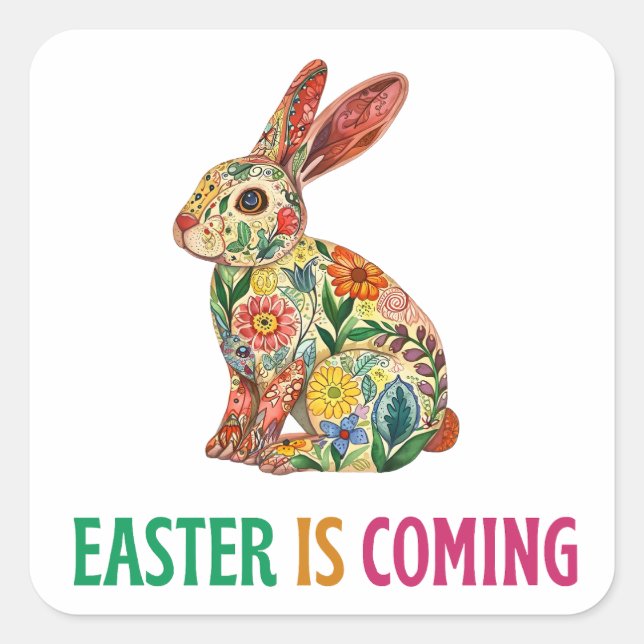 Adesivo Quadrado Feliz Eggster - Ovo de Páscoa (Frente)