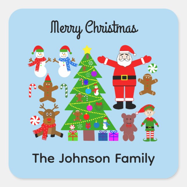 Adesivo Quadrado Feliz Encontro de Natal #3 Stickers (Frente)