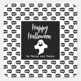 Adesivo Quadrado Feliz fantasma do Halloween, sem truques, só trata
