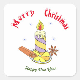 Adesivo Quadrado Feliz Feliz ano novo de natal