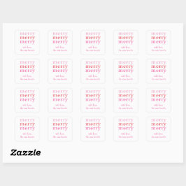 Adesivo Quadrado Feliz Feliz Merry Christmas Gift Tag Sticker