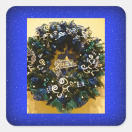 Adesivo Quadrado Feliz Feriado Judaico Hanukkah Wreath