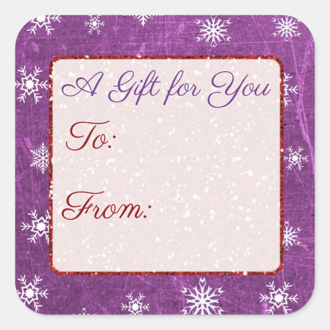 Adesivo Quadrado Feliz Floco de Neve para e de Stickers (Frente)