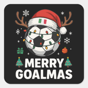 Adesivo Quadrado Feliz Goalmas Itália - Natal de Futebol Divertido