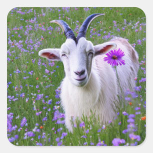 Adesivo Quadrado Feliz Goat