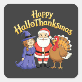 Adesivo Quadrado Feliz HalloThanksmas Amantes Design - Hallow perfe
