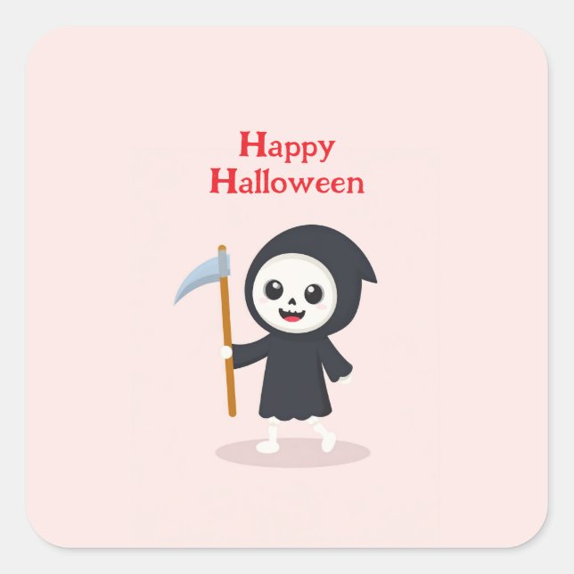 Adesivo Quadrado Feliz Halloween (Frente)