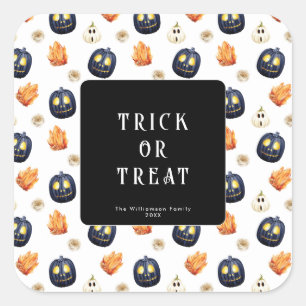 Adesivo Quadrado Feliz Halloween Abóbora Samhain Assustador Cristai