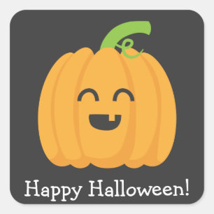 Adesivo Quadrado Feliz Halloween com Abóbora Fofa