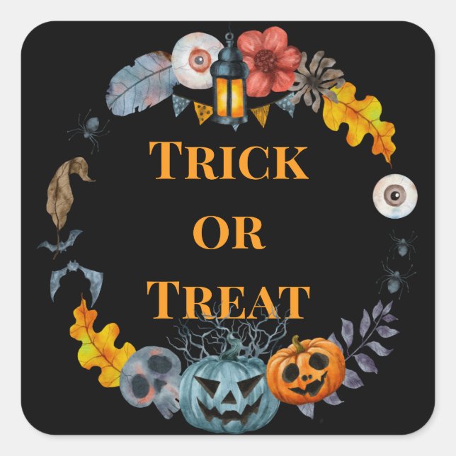 Adesivo Quadrado Feliz Halloween Costume Party Pumpkin (Frente)