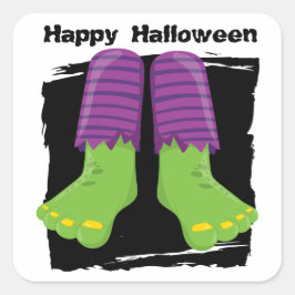 Adesivo Quadrado Feliz Halloween Green Monster Feet
