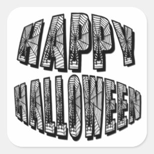 Adesivo Quadrado Feliz Halloween Spiders & Spider Web Sticker