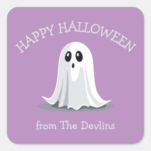 Adesivo Quadrado Feliz Halloween Spooky Ghost