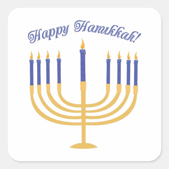 Adesivo Quadrado Feliz Hanukkah! (Frente)