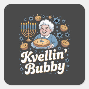 Adesivo Quadrado Feliz Hanukkah Engraçado Feriado Judeu Kvellin Bub
