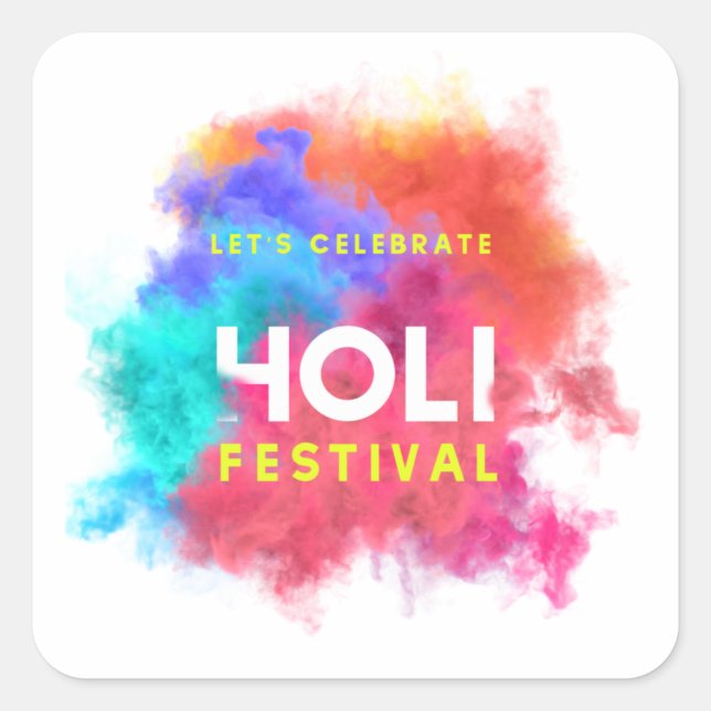Adesivo Quadrado Feliz Holi (Frente)