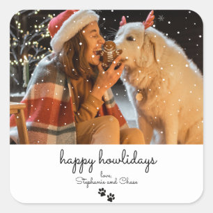 Adesivo Quadrado Feliz Howlidays Mínimo Pet Sticker