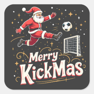 Adesivo Quadrado Feliz Kickmas Engraçado Papai Noel Amantes do Fute