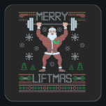 Adesivo Quadrado Feliz Liftmas Ugly Christmas Gyout<br><div class="desc">Feliz Engraçada,  Liftmas Feia de Natal,  presente de treino de Natal, </div>