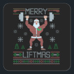Adesivo Quadrado Feliz Liftmas Ugly Christmas Gyout<br><div class="desc">Feliz Engraçada,  Liftmas Feia de Natal,  presente de treino de Natal, </div>