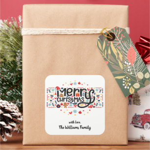 Adesivo Quadrado Feliz Natal