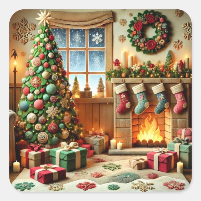 Adesivo Quadrado Feliz Natal (Frente)