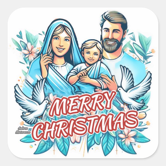 Adesivo Quadrado Feliz Natal (Frente)