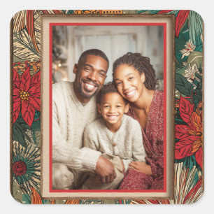 Adesivo Quadrado Feliz Natal Afro-Boho Colorido