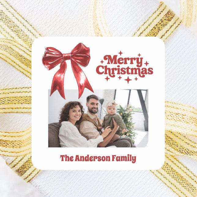 Adesivo Quadrado Feliz Natal - arco vermelho (Criador carregado)