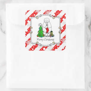 Adesivo Quadrado Feliz Natal Árvore 2 Poodle (branco)