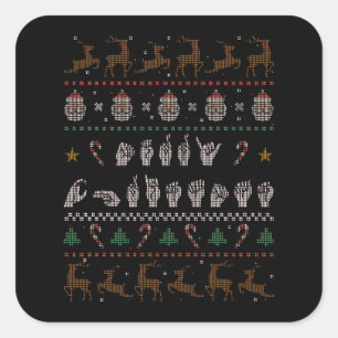 Adesivo Quadrado Feliz Natal - ASL American Sign Language II