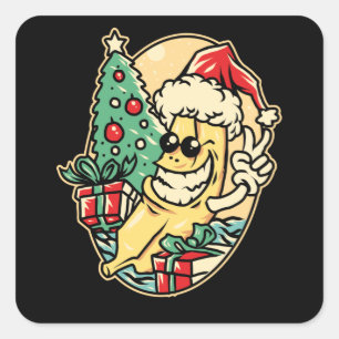 Adesivo Quadrado Feliz Natal Banana