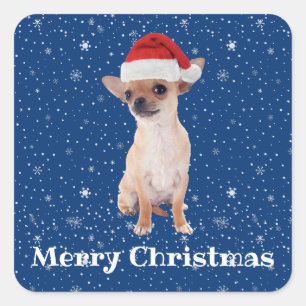 Adesivo Quadrado Feliz Natal Cachorrinho Fofo do Papai Noel 2