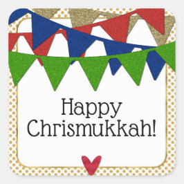 Adesivo Quadrado Feliz Natal Chrismukkah e Chrismukkah