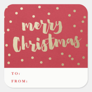 Adesivo Quadrado Feliz Natal Confete Dourado 