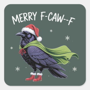 Adesivo Quadrado Feliz Natal Corvo Engraçado Sarcástico