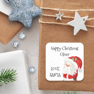 Adesivo Quadrado Feliz Natal Crianças Nome Amor Papai Noel