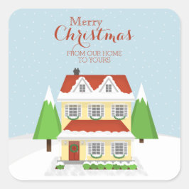 Adesivo Quadrado Feliz Natal da nossa casa para a sua