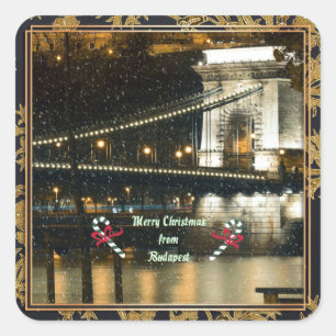Adesivo Quadrado Feliz Natal de Budapeste